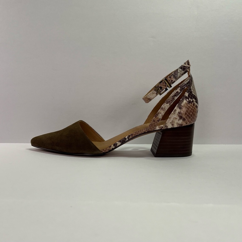 Crown Vintage Vavi Pump - green suede/brown snake skin faux leather, size 8 - Picture 6 of 11